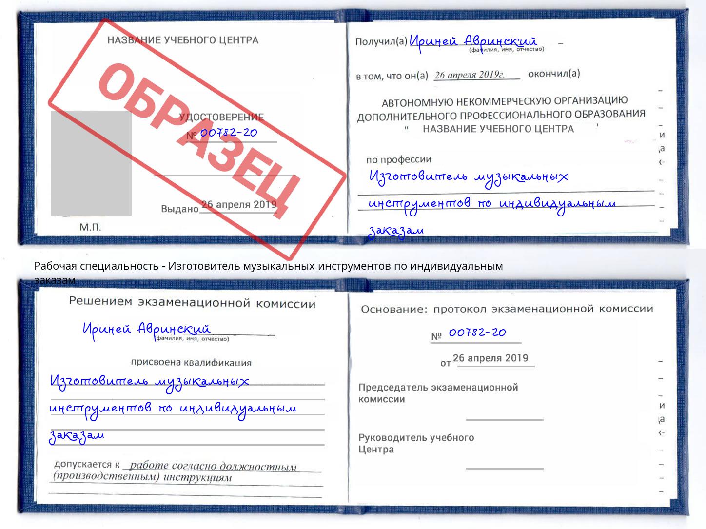 Изготовитель музыкальных инструментов по индивидуальным заказам Инта