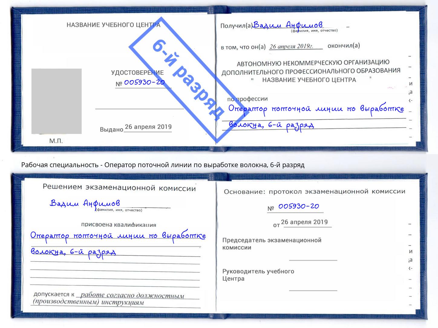 корочка 6-й разряд Оператор поточной линии по выработке волокна Инта